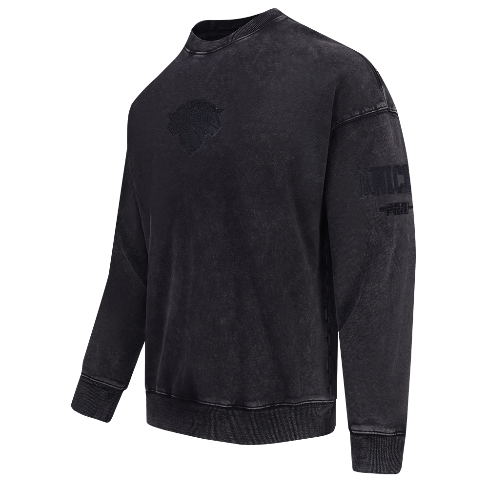 NBA NEW YORK KNICKS WASHED VANGUARD CHANDAIL OUATÉ À COL ROND POUR HOMME (NOIR DÉLAVÉ)