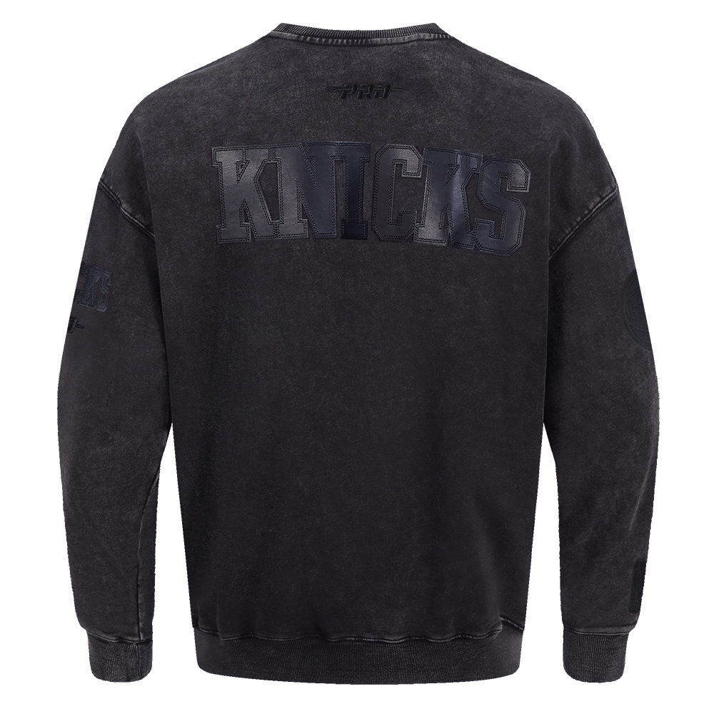 NBA NEW YORK KNICKS WASHED VANGUARD CHANDAIL OUATÉ À COL ROND POUR HOMME (NOIR DÉLAVÉ)
