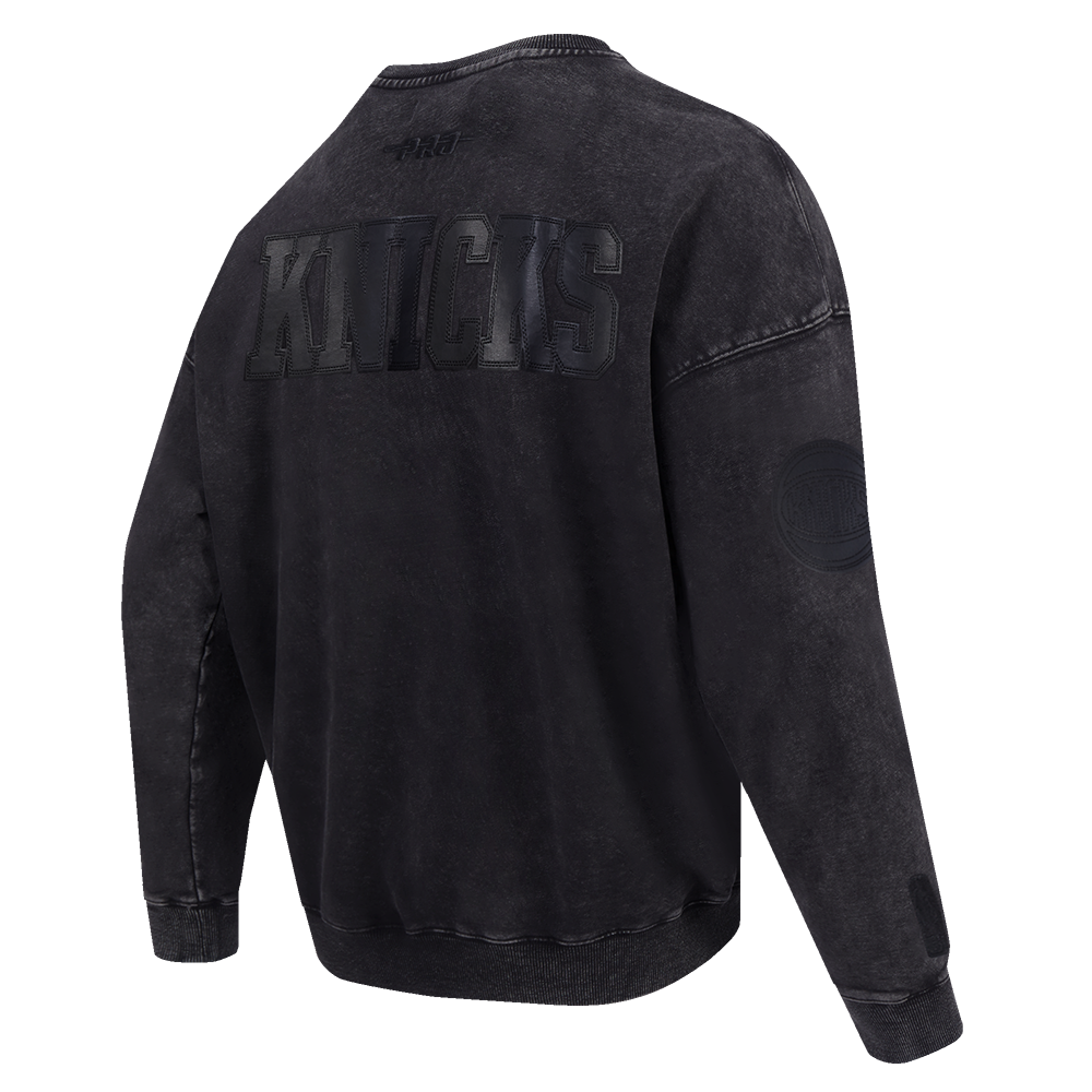 NBA NEW YORK KNICKS WASHED VANGUARD CHANDAIL OUATÉ À COL ROND POUR HOMME (NOIR DÉLAVÉ)