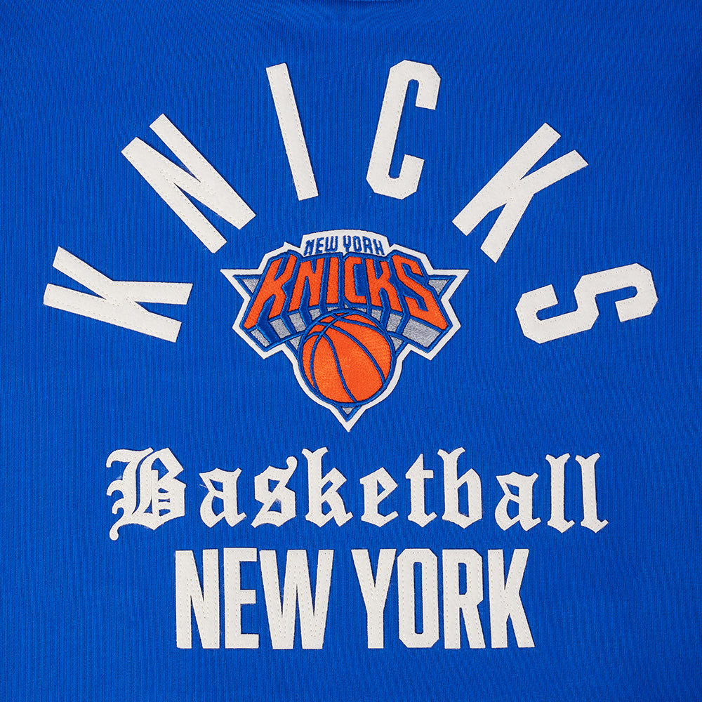 NBA NEW YORK KNICKS MODERN ORIGINALS CHANDAIL À CAPUCHON EN MOLLETON POUR HOMME (BLEU ROYAL)