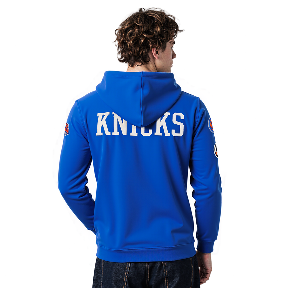 NBA NEW YORK KNICKS MODERN ORIGINALS CHANDAIL À CAPUCHON EN MOLLETON POUR HOMME (BLEU ROYAL)