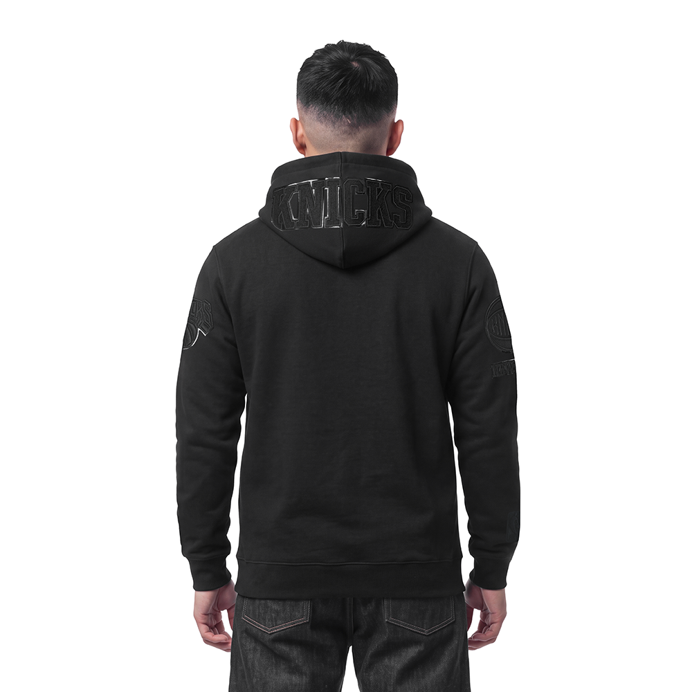 NBA NEW YORK KNICKS TRIPLE BLACK MEN'S FULL ZIP HOODIE (BLACK)