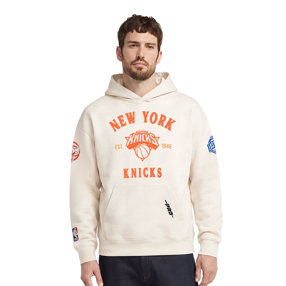 NBA NEW YORK KNICKS FIRST TEAM MEN'S PULL OVER HOODIE (EGGSHELL)