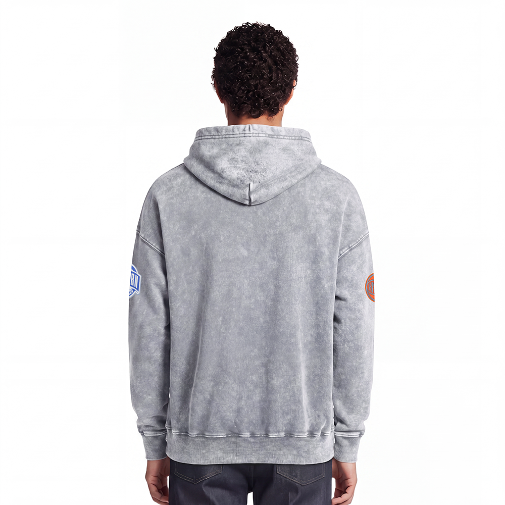 NBA NEW YORK KNICKS FIRST TEAM MEN'S PULL OVER HOODIE (WASHED GREY)