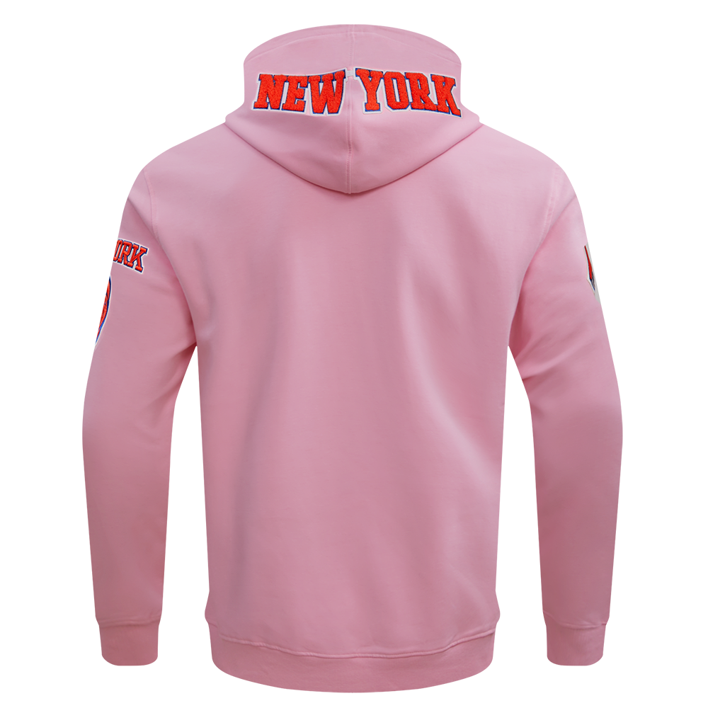 NBA NEW YORK KNICKS CLASSIC CHENILLE MEN'S FULL ZIP PULLOVER HOODIE (PINK)
