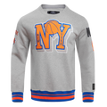 NBA NEW YORK KNICKS CHANDAIL À COL ROND MASHUP CÔTELÉ POUR HOMME (GRIS CHINÉ/BLEU ROYAL/ORANGE)