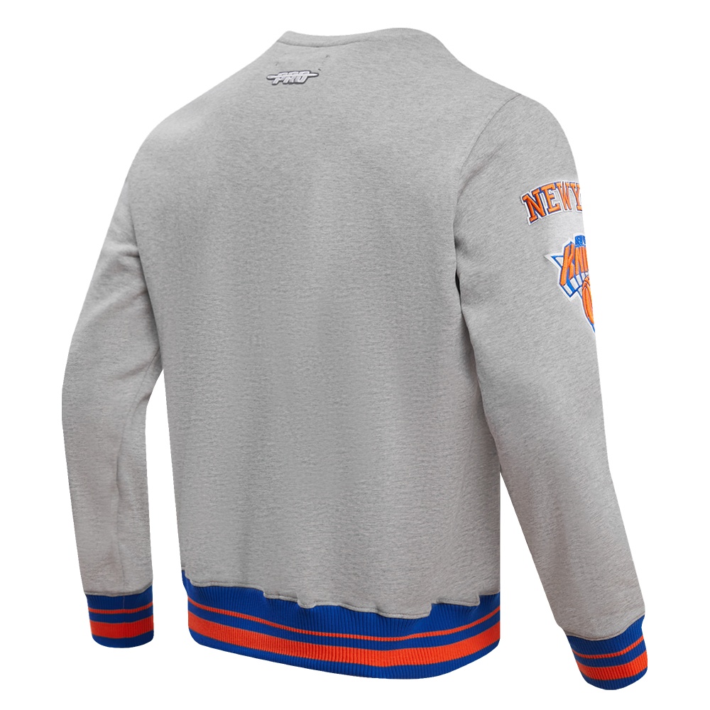 NBA NEW YORK KNICKS CHANDAIL À COL ROND MASHUP CÔTELÉ POUR HOMME (GRIS CHINÉ/BLEU ROYAL/ORANGE)