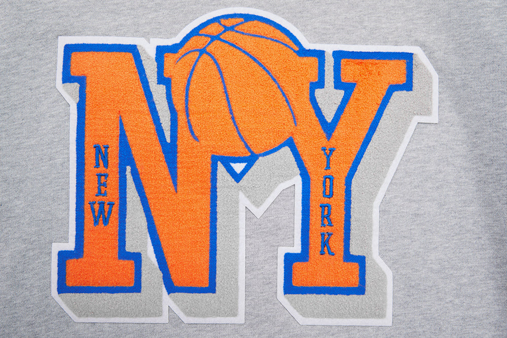 NBA NEW YORK KNICKS CHANDAIL À COL ROND MASHUP CÔTELÉ POUR HOMME (GRIS CHINÉ/BLEU ROYAL/ORANGE)