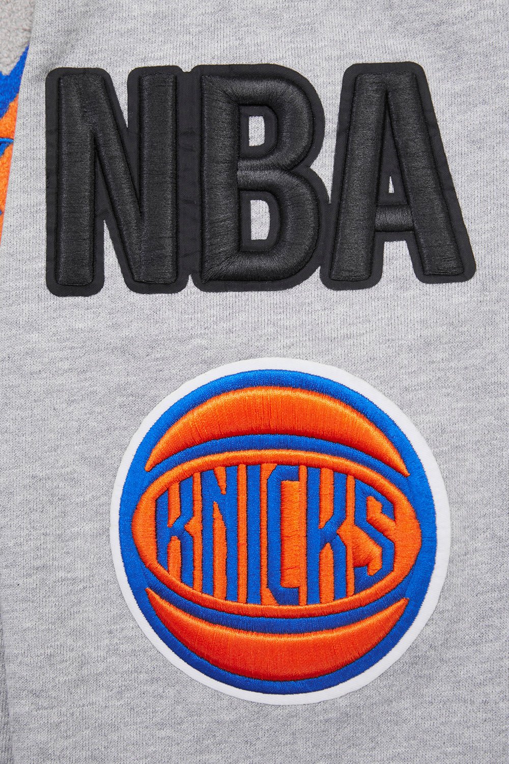 NBA NEW YORK KNICKS CHANDAIL À COL ROND MASHUP CÔTELÉ POUR HOMME (GRIS CHINÉ/BLEU ROYAL/ORANGE)