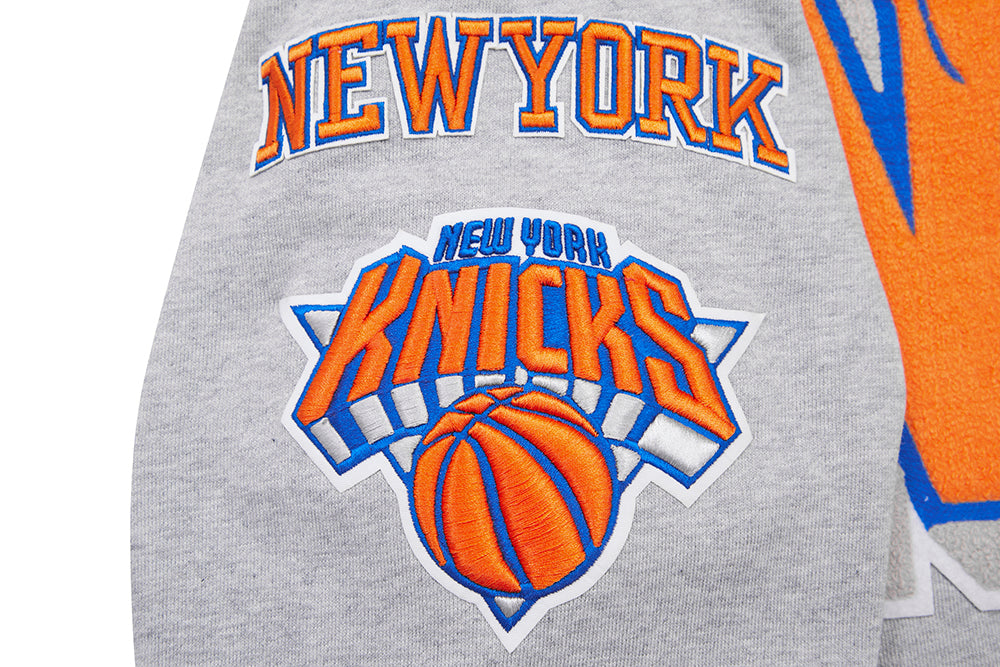 NBA NEW YORK KNICKS CHANDAIL À COL ROND MASHUP CÔTELÉ POUR HOMME (GRIS CHINÉ/BLEU ROYAL/ORANGE)