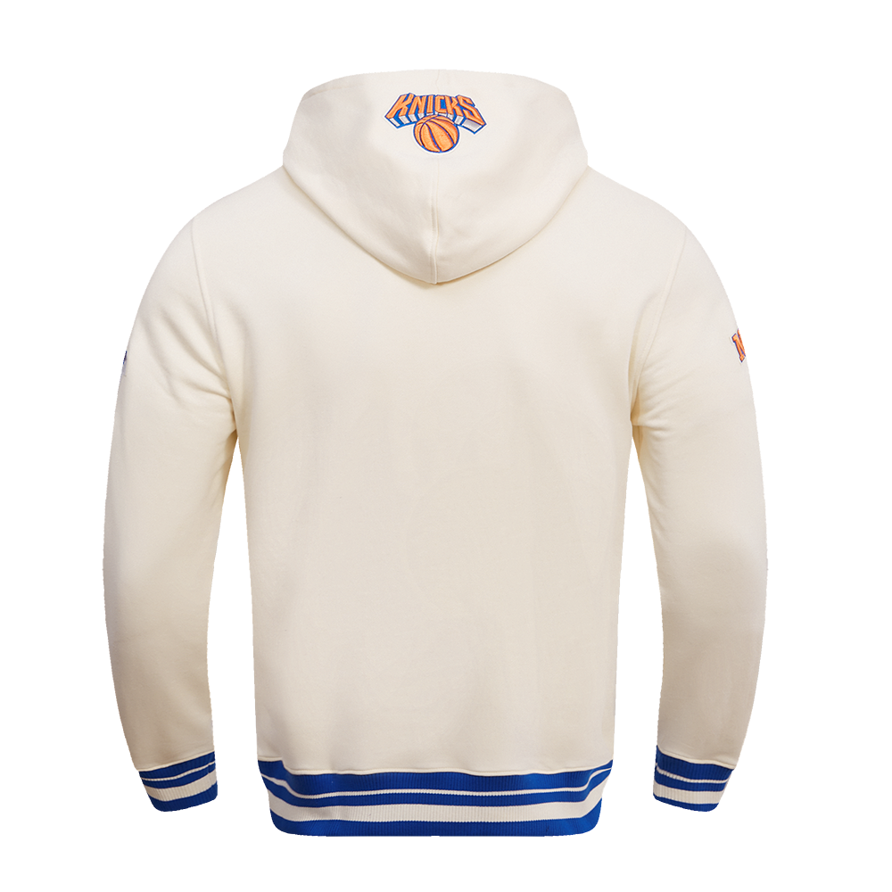 NBA NEW YORK KNICKS RETRO CLASSIC MEN'S PULLOVER HOODIE (EGGSHELL/ ROYAL BLUE)