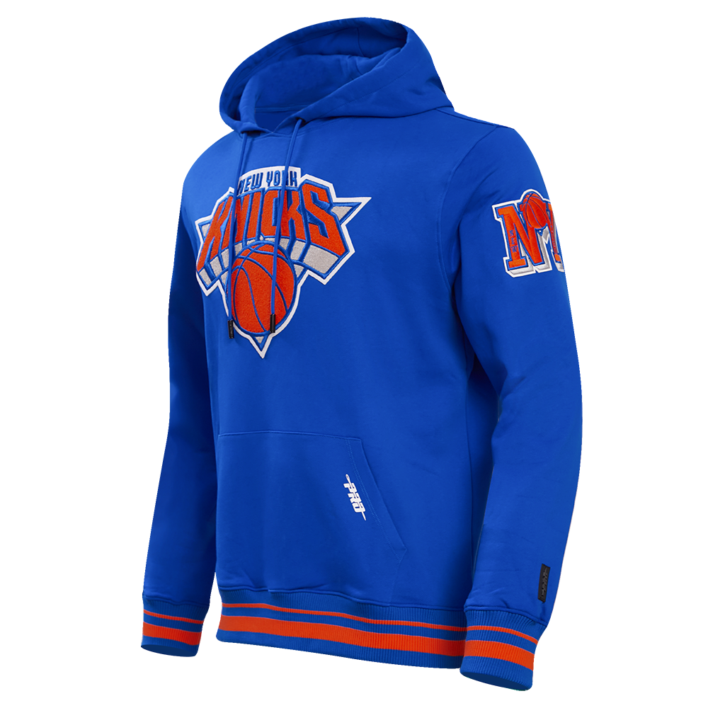 NBA NEW YORK KNICKS RETRO CLASSIC MEN'S PULLOVER HOODIE (ROYAL BLUE/ORANGE)