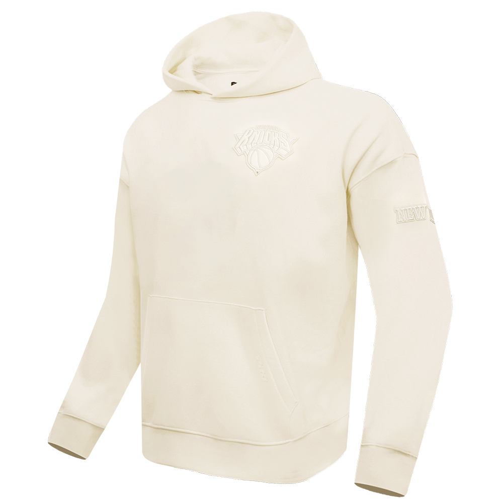 NBA NEW YORK KNICKS NEUTRAL DROP SHOULDER FLEECE PULLOVER HOODIE (EGGSHELL)