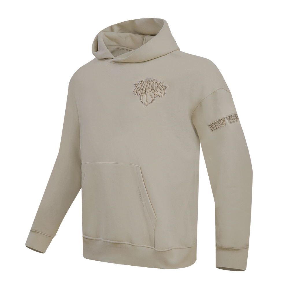 NBA NEW YORK KNICKS NEUTRAL DROP SHOULDER FLEECE PULLOVER HOODIE (TAUPE)