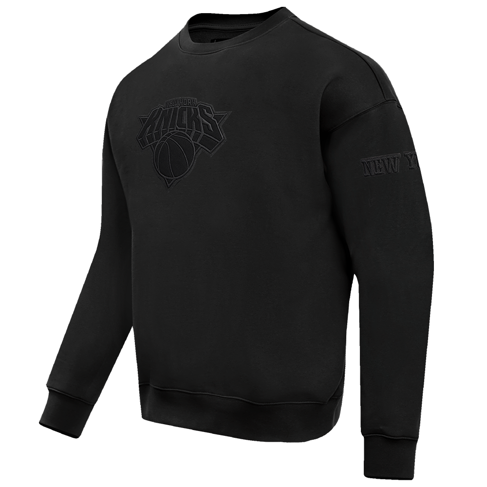 NBA NEW YORK KNICKS NEUTRAL DROP SHOULDER FLEECE CREWNECK (BLACK)