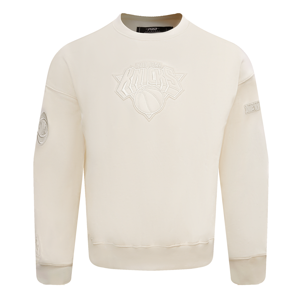NBA NEW YORK KNICKS NEUTRAL DROP SHOULDER FLEECE CREWNECK (EGGSHELL)