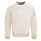 NBA NEW YORK KNICKS NEUTRAL DROP SHOULDER FLEECE CREWNECK (EGGSHELL)