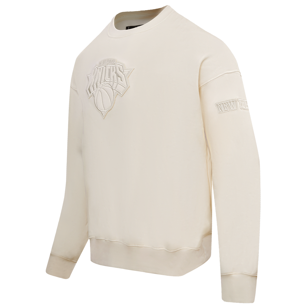 NBA NEW YORK KNICKS NEUTRAL DROP SHOULDER FLEECE CREWNECK (EGGSHELL)