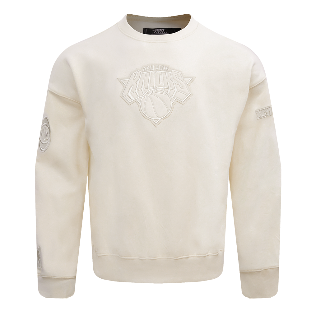 NBA NEW YORK KNICKS NEUTRAL DROP SHOULDER FLEECE CREWNECK (EGGSHELL)