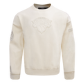 NBA NEW YORK KNICKS NEUTRAL DROP SHOULDER FLEECE CREWNECK (EGGSHELL)