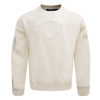 NBA NEW YORK KNICKS NEUTRAL DROP SHOULDER FLEECE CREWNECK (EGGSHELL)