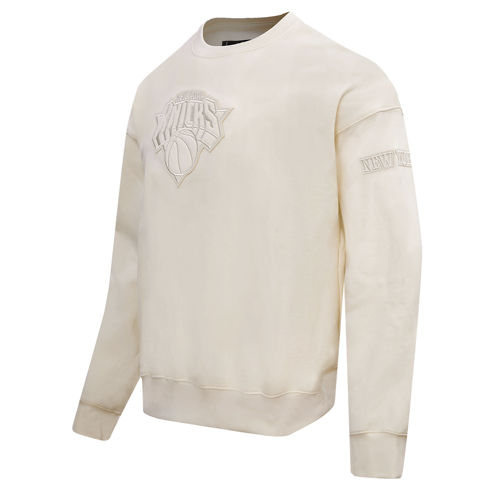 NBA NEW YORK KNICKS NEUTRAL DROP SHOULDER FLEECE CREWNECK (EGGSHELL)