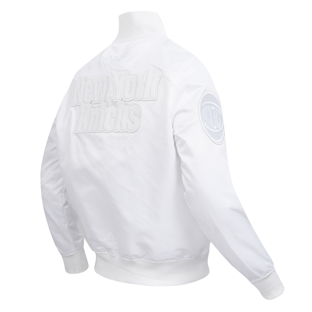 NBA NEW YORK KNICKS WHITE OUT MEN'S SATIN JACKET (WHITE)