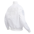 NBA NEW YORK KNICKS WHITE OUT MEN'S SATIN JACKET (WHITE)