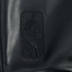 NBA NEW YORK KNICKS BLACKOUT MEN'S LEATHER VARSITY JACKET (JET BLACK)