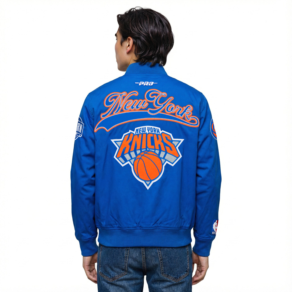 NBA NEW YORK KNICKS LIVING LARGE MEN'S TWILL JACKET (ROYAL BLUE)