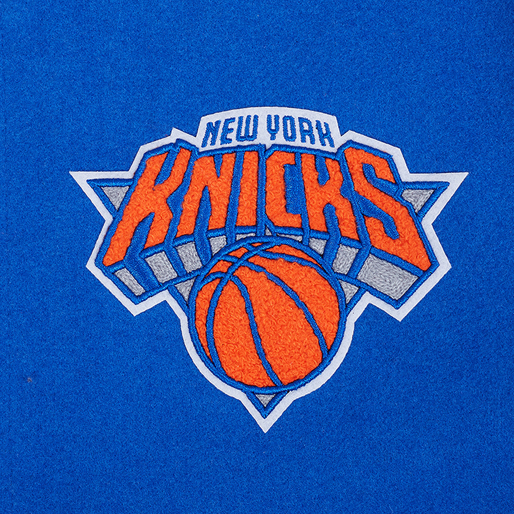 NBA NEW YORK KNICKS MEN'S VARSITY JACKET (ROYAL/ORANGE/ROYAL)