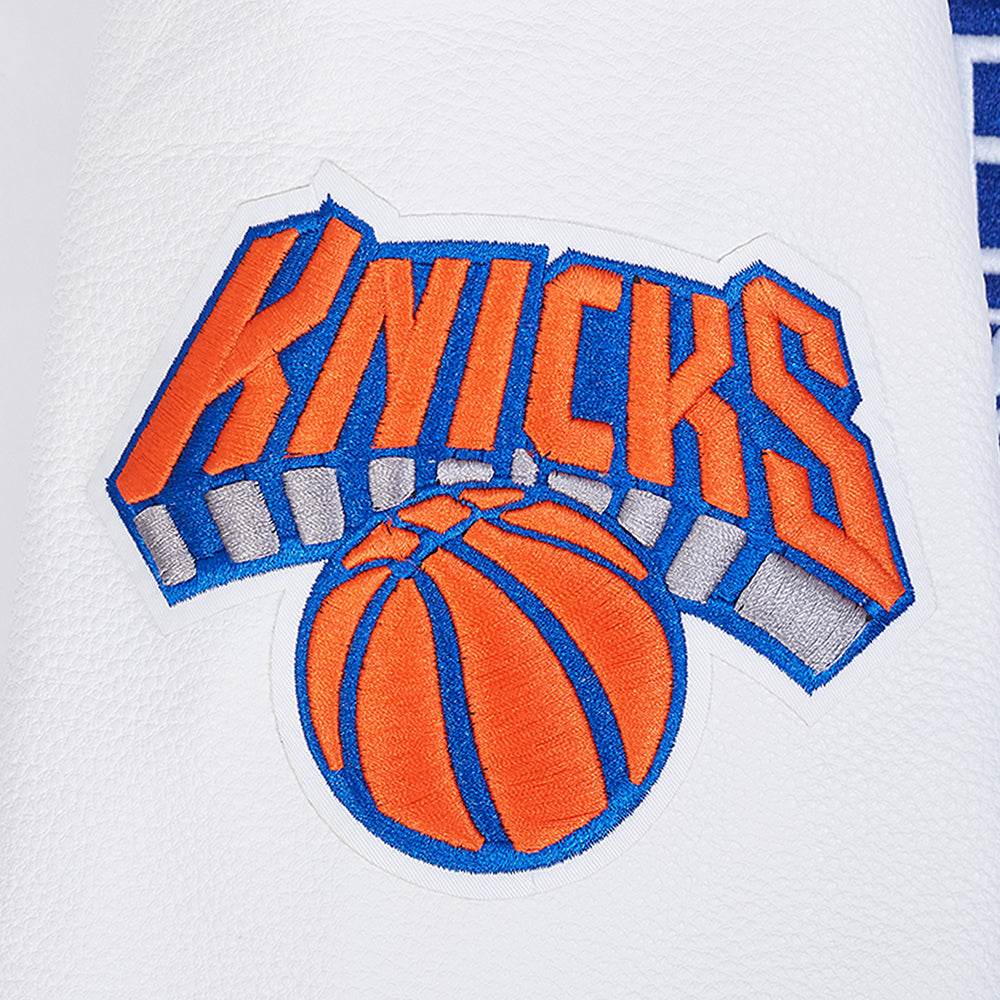 NBA NEW YORK KNICKS MEN'S VARSITY JACKET (ROYAL/ORANGE/ROYAL)