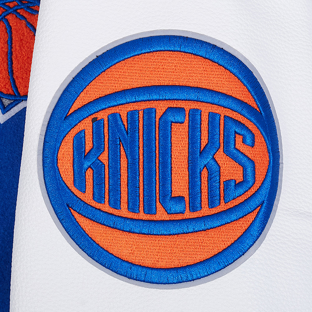 NBA NEW YORK KNICKS MEN'S VARSITY JACKET (ROYAL/ORANGE/ROYAL)