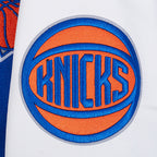 NBA NEW YORK KNICKS MEN'S VARSITY JACKET (ROYAL/ORANGE/ROYAL)
