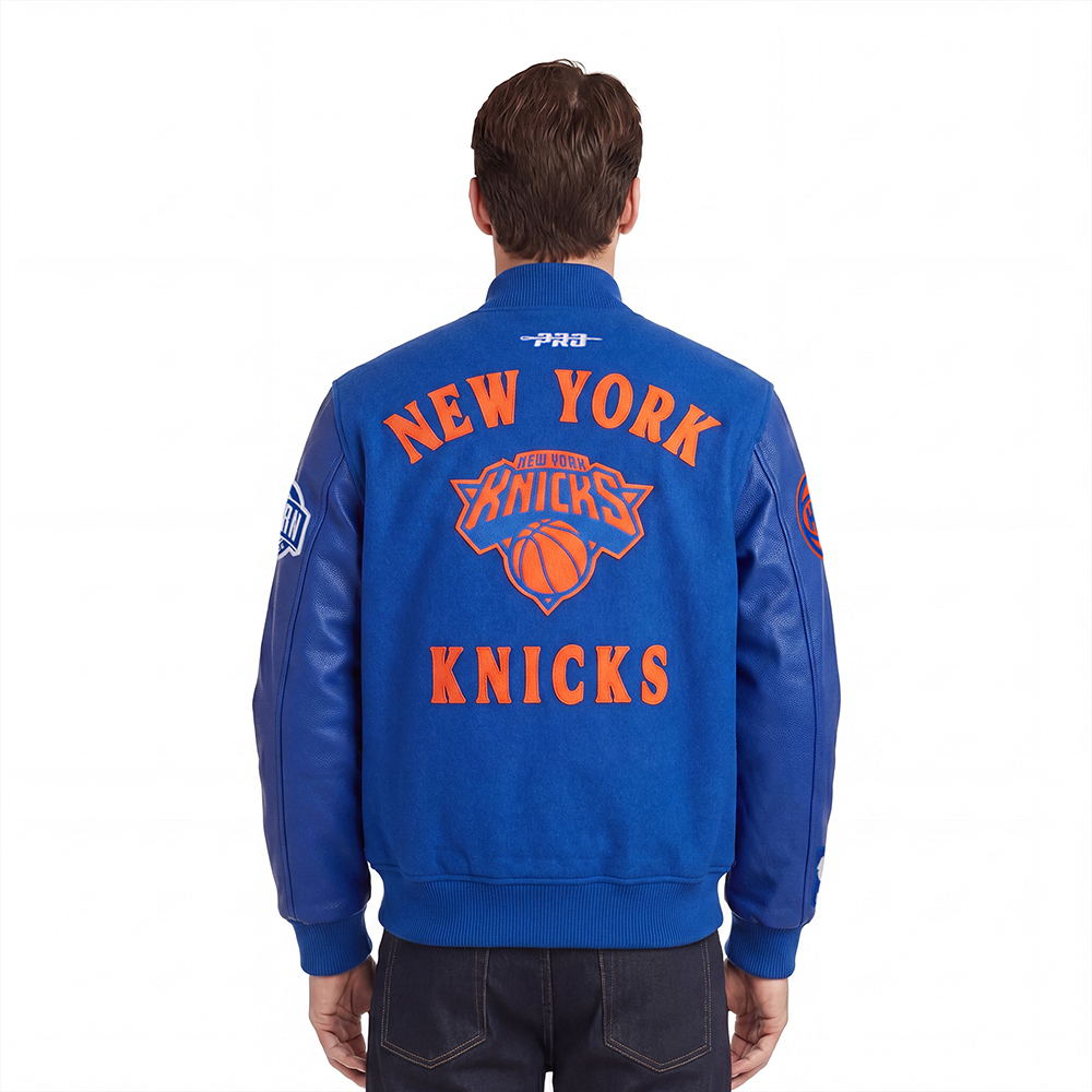 NBA NEW YORK KNICKS FIRST TEAM MEN'S VARSITY JACKET (ROYAL BLUE)
