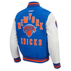 NBA NEW YORK KNICKS ON TOP MEN'S VARSITY JACKET (ROYAL/ORANGE/ROYAL)