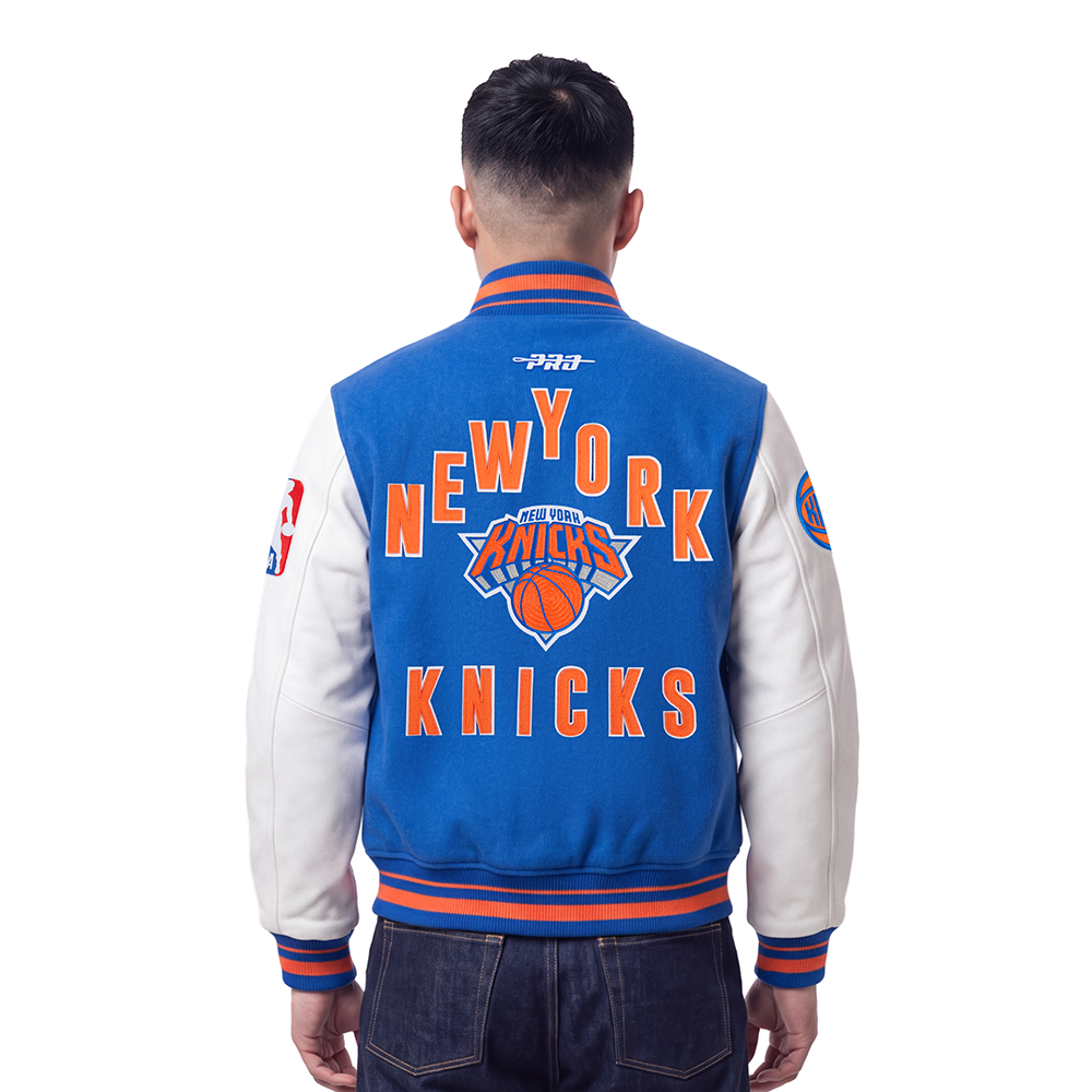 NBA NEW YORK KNICKS ON TOP MEN'S VARSITY JACKET (ROYAL/ORANGE/ROYAL)