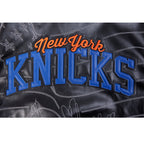 NBA NEW YORK KNICKS PRO PREMIUM MEN'S HEAVY LEATHER JACKET (BLACK)