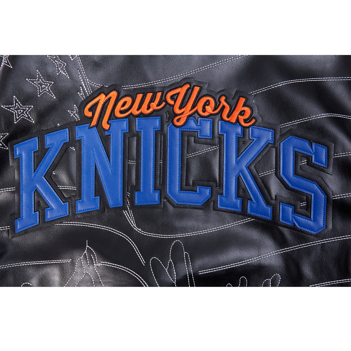 NBA NEW YORK KNICKS PRO PREMIUM MEN'S HEAVY LEATHER JACKET (BLACK)