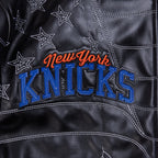 NBA NEW YORK KNICKS PRO PREMIUM MEN'S HEAVY LEATHER JACKET (BLACK)