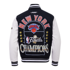 NEW YORK KNICKS 2026 NBA CHAMPIONSHIP   MEN'S VARSITY JACKET (BLACK/WHITE)