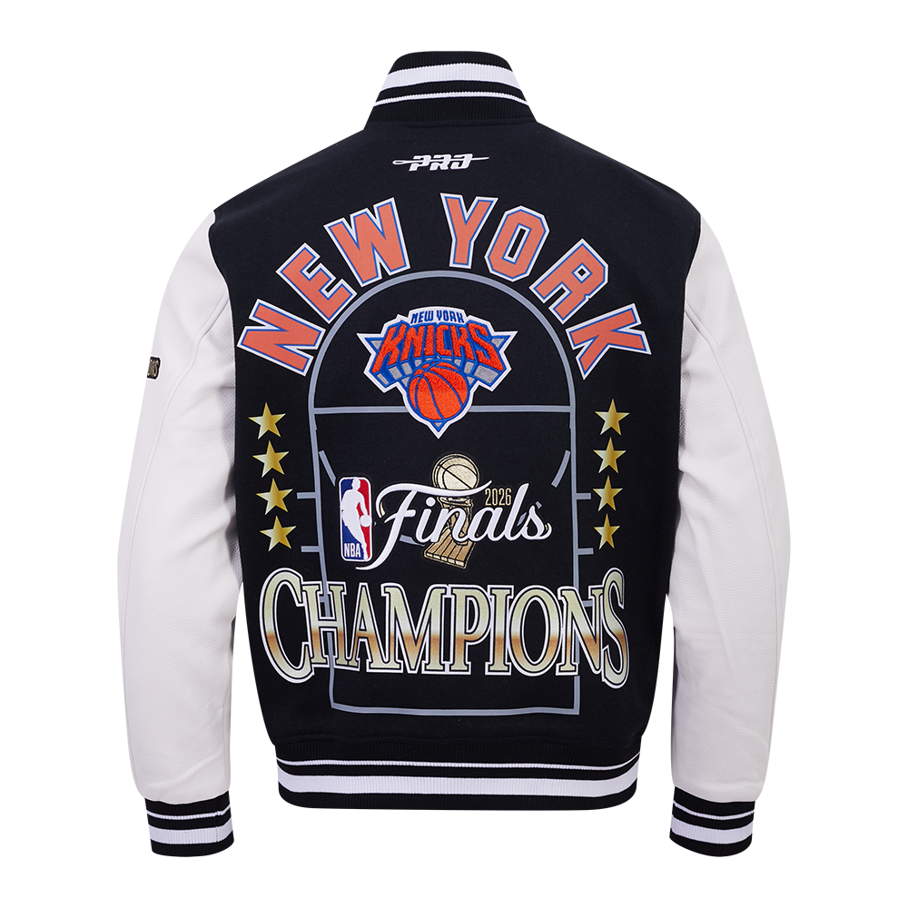 NEW YORK KNICKS 2026 NBA CHAMPIONSHIP   MEN'S VARSITY JACKET (BLACK/WHITE)