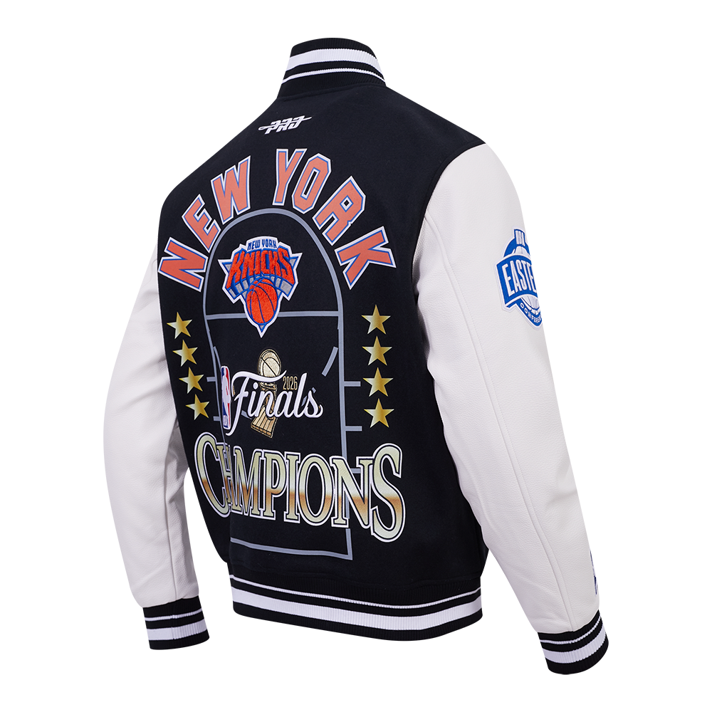 NEW YORK KNICKS 2026 NBA CHAMPIONSHIP   MEN'S VARSITY JACKET (BLACK/WHITE)
