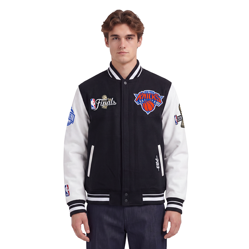 NBA NEW YORK KNICKS VESTE UNIVERSITAIRE CHAMPIONNAT 2026 POUR HOMME (NOIR/BLANC)