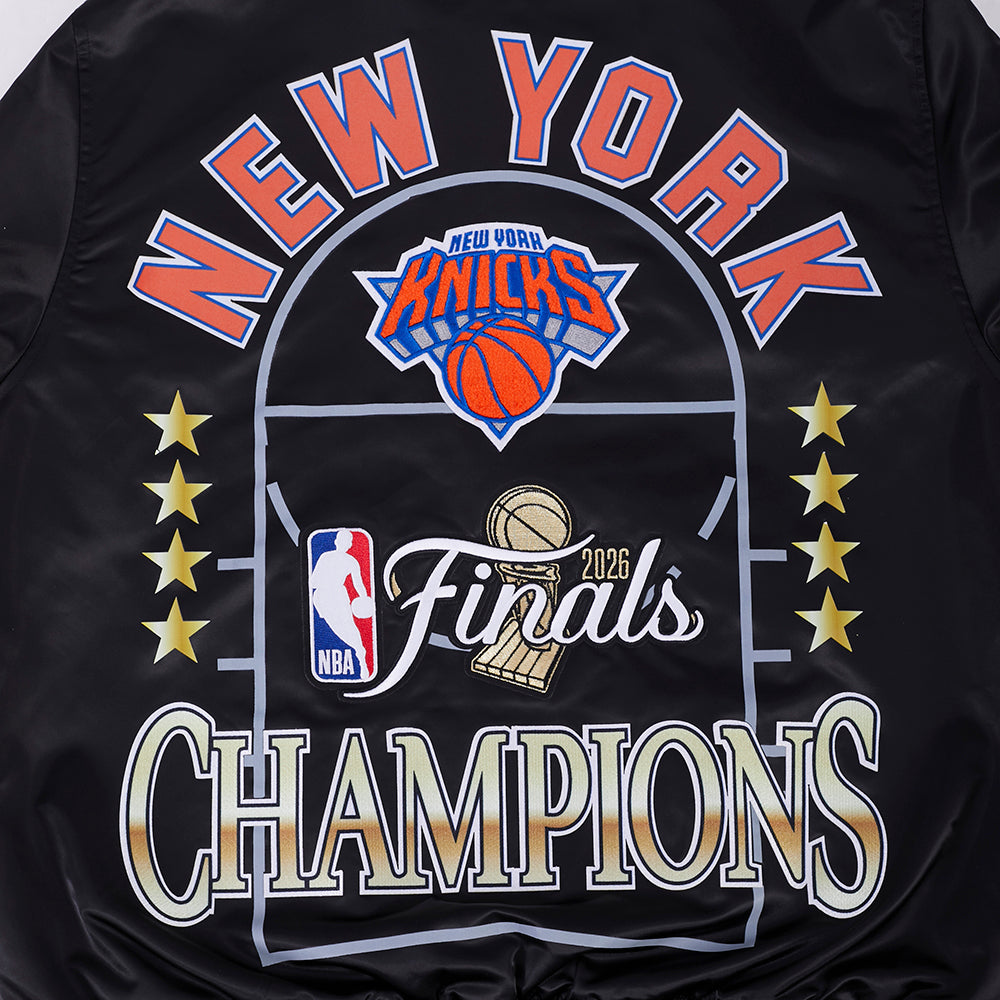 NEW YORK KNICKS 2026 NBA CHAMPIONSHIP  MEN'S SATIN JACKET (BLACK)