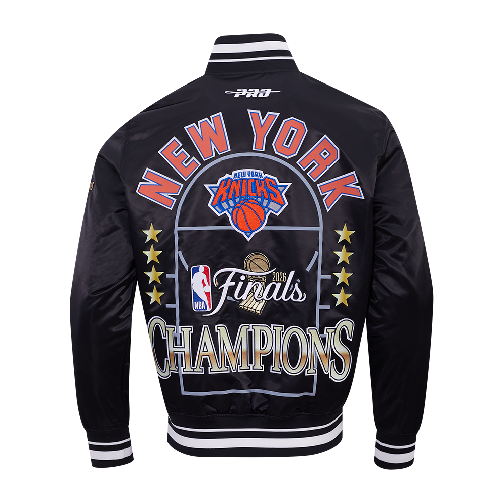NEW YORK KNICKS 2026 NBA CHAMPIONSHIP  MEN'S SATIN JACKET (BLACK)