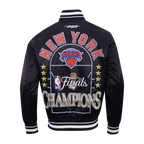 NEW YORK KNICKS 2026 NBA CHAMPIONSHIP  MEN'S SATIN JACKET (BLACK)
