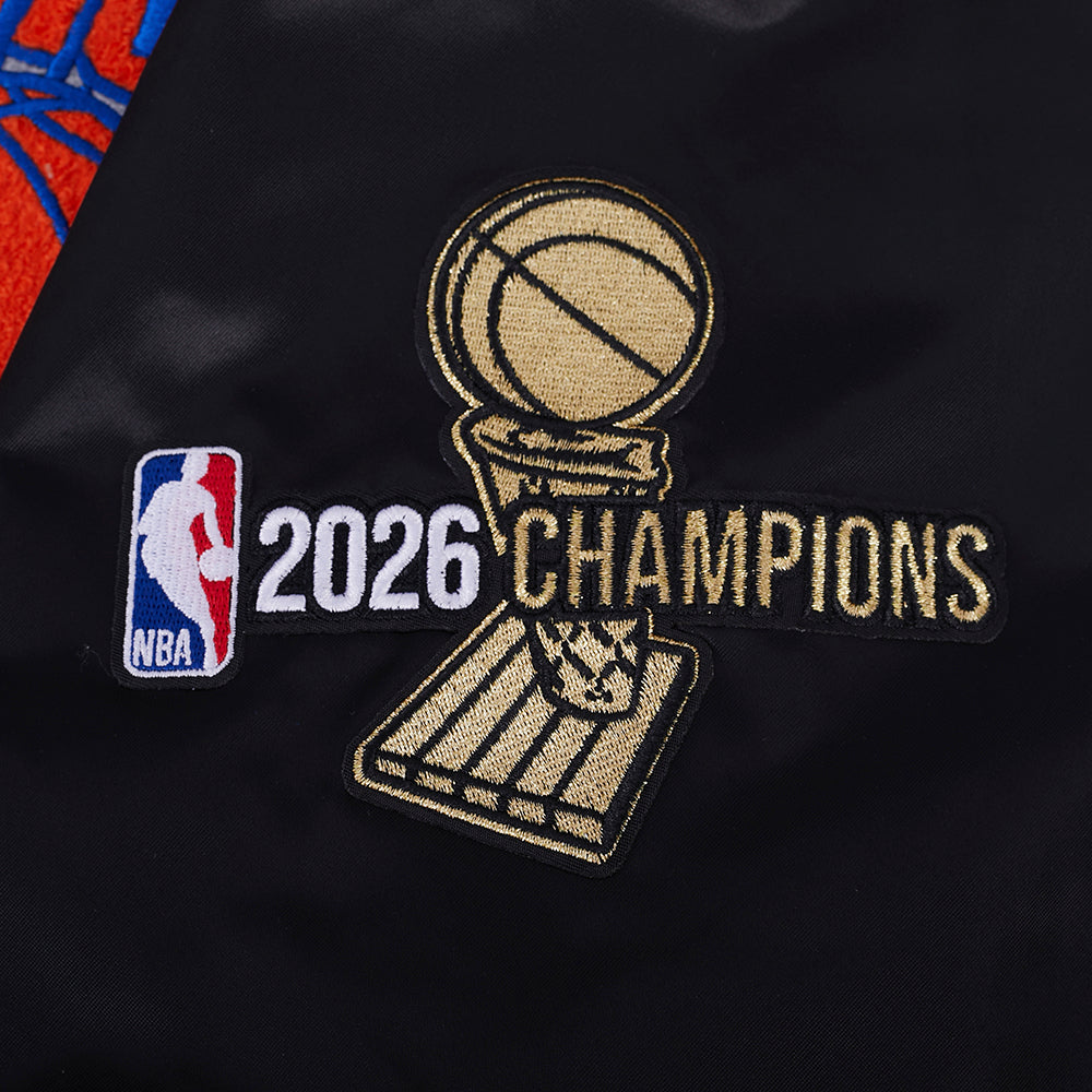 NEW YORK KNICKS 2026 NBA CHAMPIONSHIP  MEN'S SATIN JACKET (BLACK)