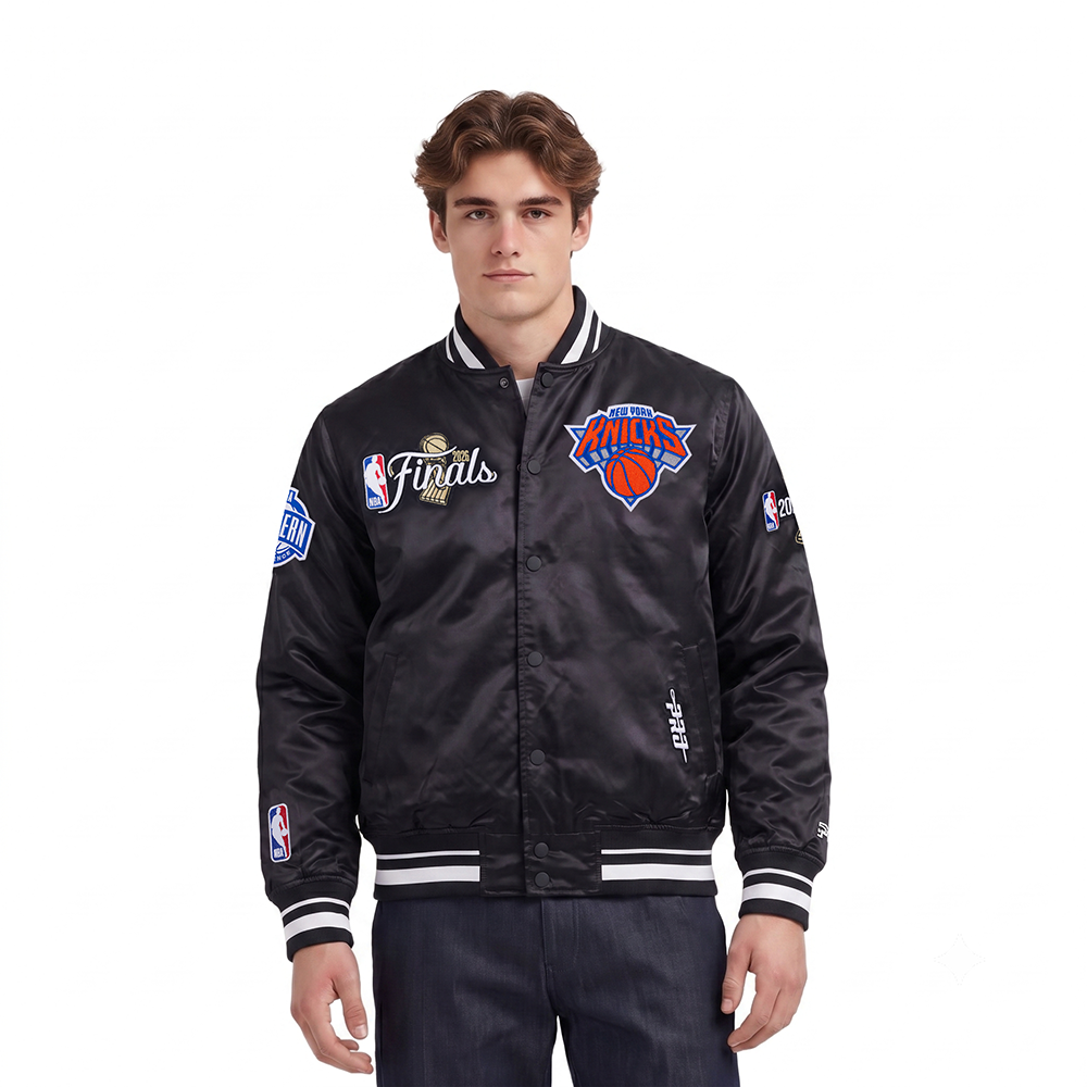 NEW YORK KNICKS 2026 NBA CHAMPIONSHIP  MEN'S SATIN JACKET (BLACK)