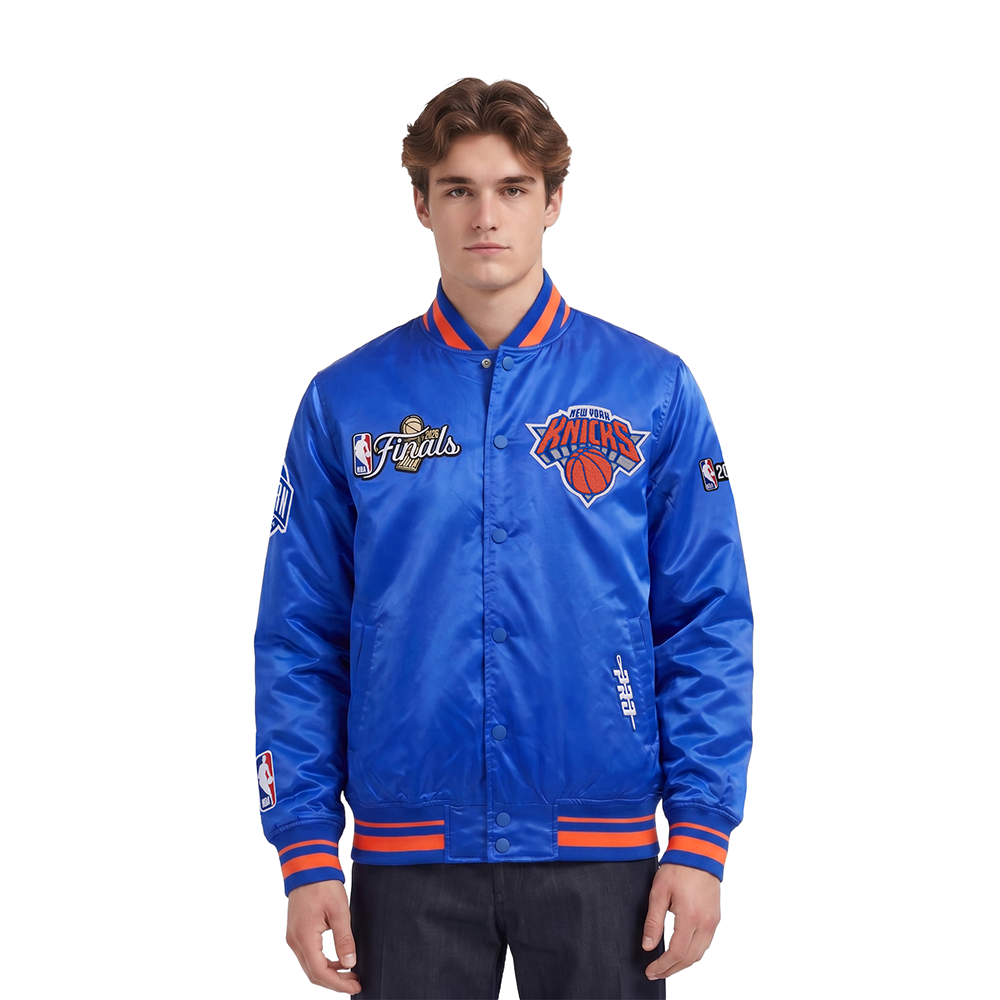NEW YORK KNICKS 2026 NBA CHAMPIONSHIP  MEN'S SATIN JACKET (ROYAL/ORANGE/ROYAL)